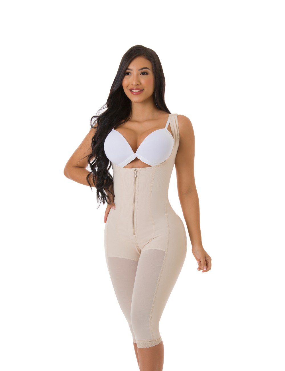 Knee-Length Body Shaper with Firm Compression