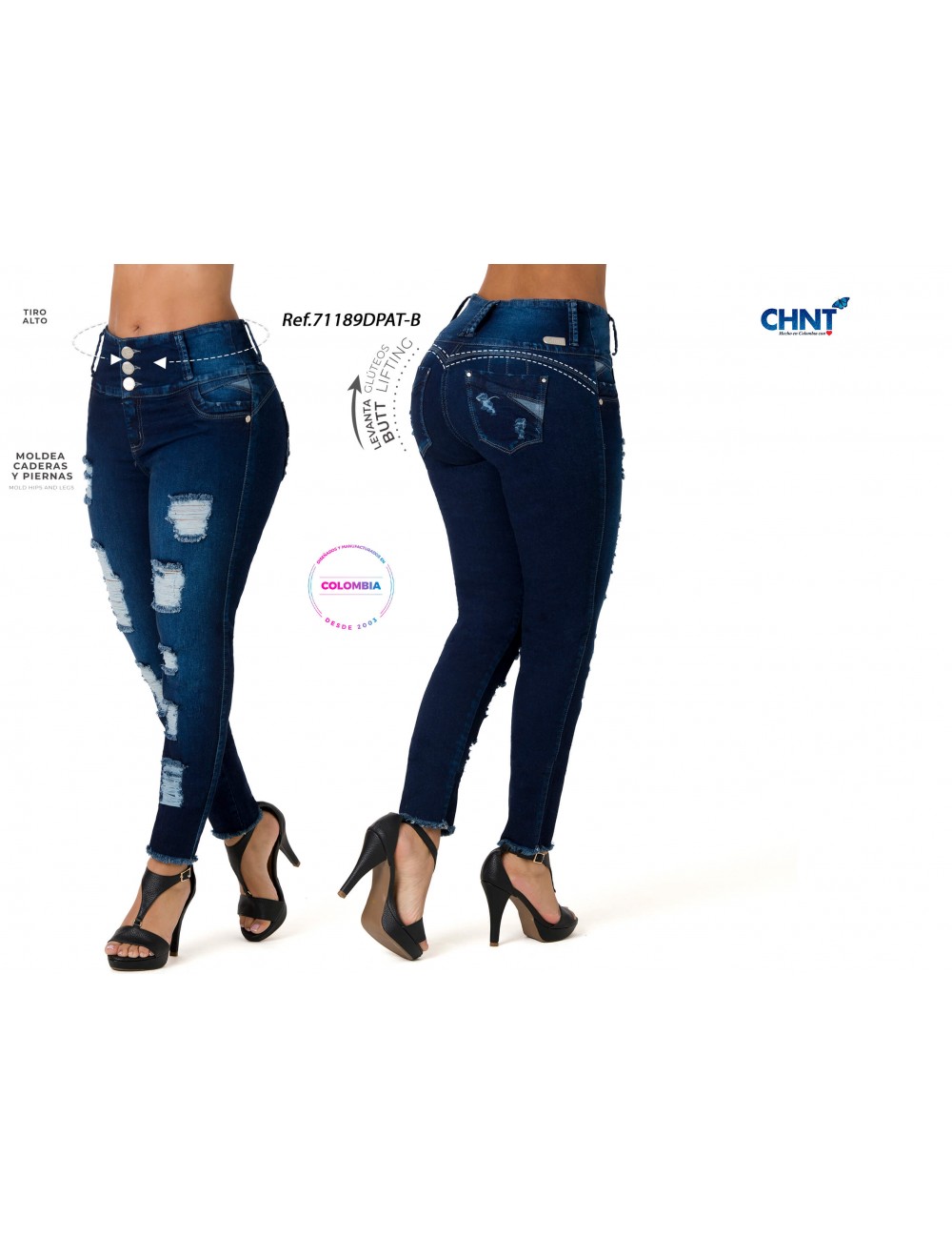Jermaine High Rise Jeans With Rips Process 71189DPAT-B