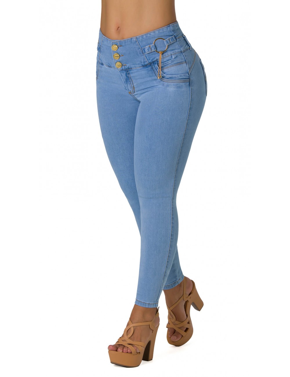 High Rise Butt Lifting Jeans With Rings 21334PAT-B